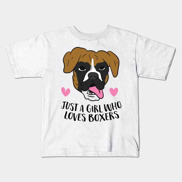 Just a Girl Who Loves Boxers Cute Boxer Girl Kids T-Shirt by EQDesigns